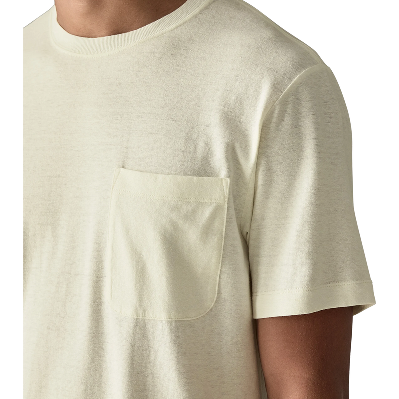 Men's Trail Harbor Pocket Tee, Men's Patagonia Trail Harbor Pocket Tee in Birch White pocket detail