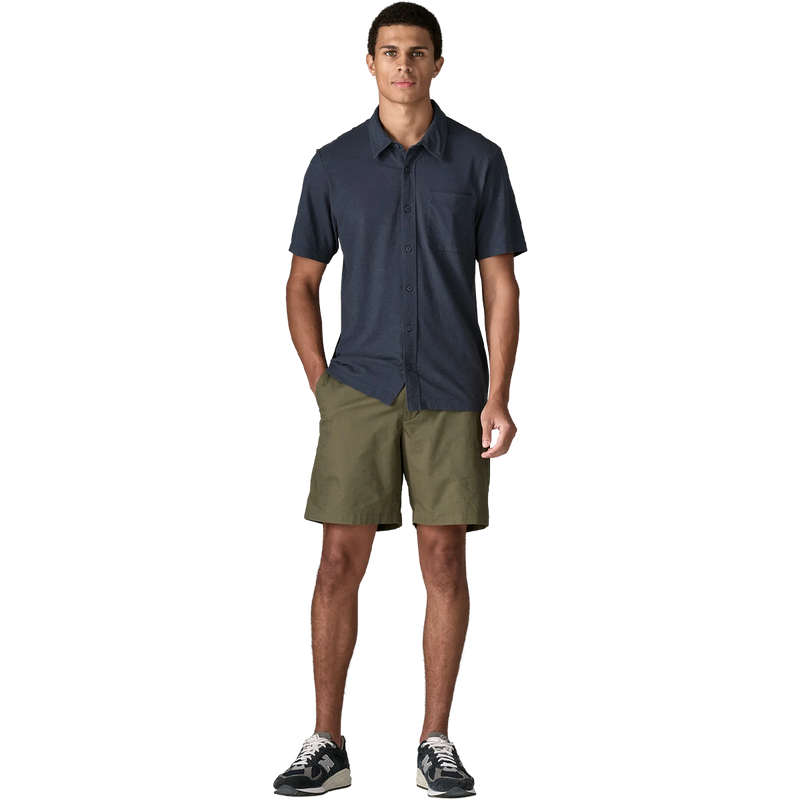 Men's Trail Harbor Button Down Shirt, Patagonia Men's Trail Harbor Button Down Shirt in New Navy full body of model