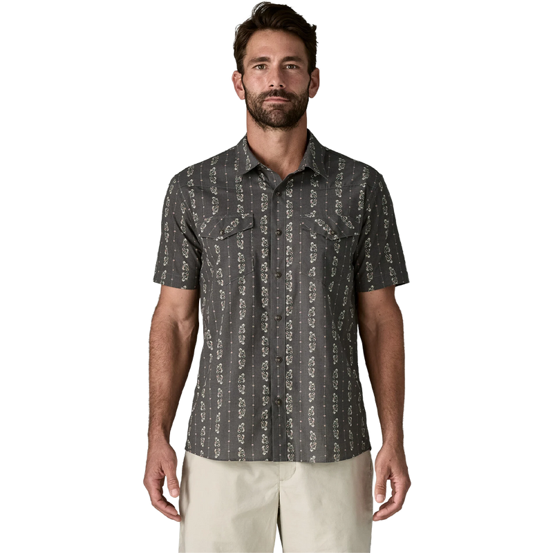 Men's Go To Western Shirt, Patagonia Men's Go To Western Shirt in Forge Grey front view on model