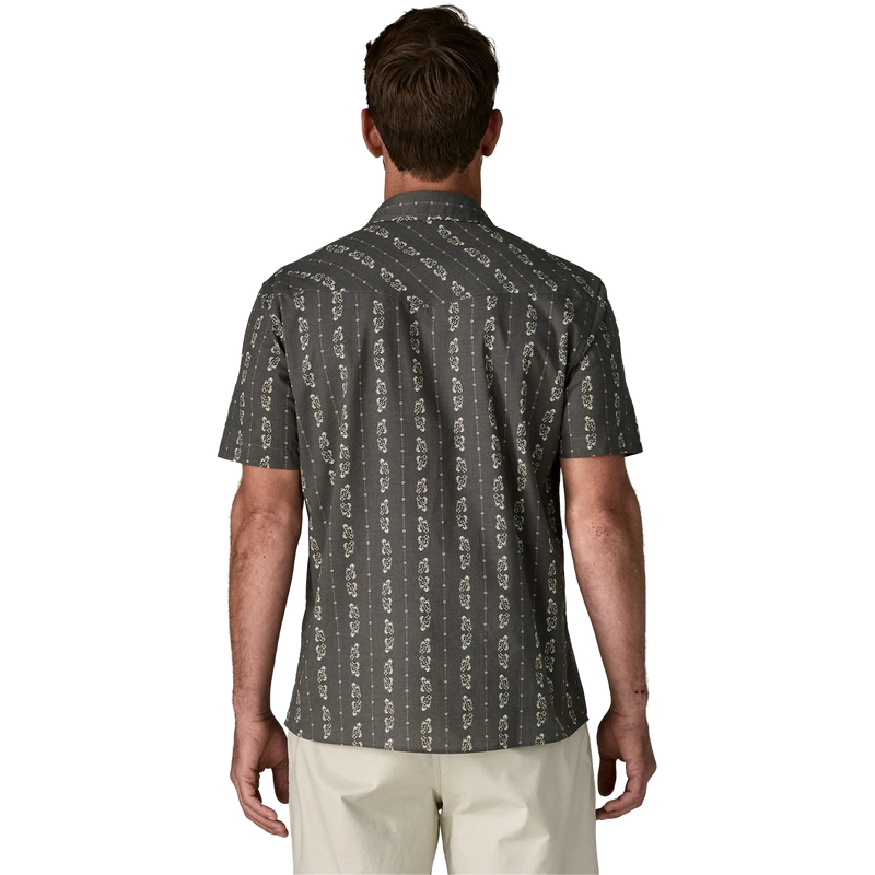 Men's Go To Western Shirt, Patagonia Men's Go To Western Shirt in Forge Grey back view on model