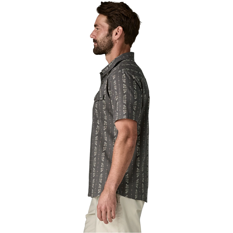 Men's Go To Western Shirt, Patagonia Men's Go To Western Shirt in Forge Grey side view on model
