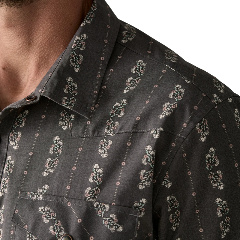 Men's Go To Western Shirt, Patagonia Men's Go To Western Shirt in Forge Grey close up fabric design