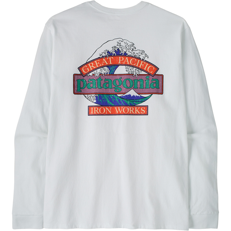 Patagonia Men's Longsleeve Great Waves Responsibili-Tee in FIber White