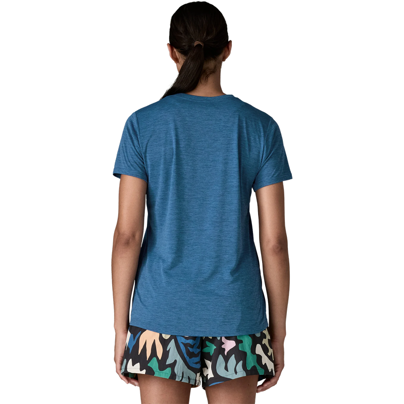 Women's Capilene Cool Daily Shirt, Patagonia Women's Capilene Cool Daily Shirt in AQBX-Aquatic Blue/Light Aquatic Blue X-Dye back