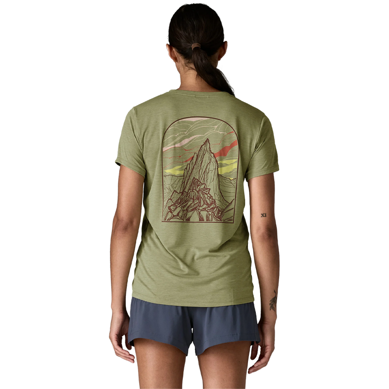 Women's Capilene Cool Daily Shirt Cloud Crag, Patagonia Women's Capilene Cool Ultra Shirt in Gum Tree Green on model