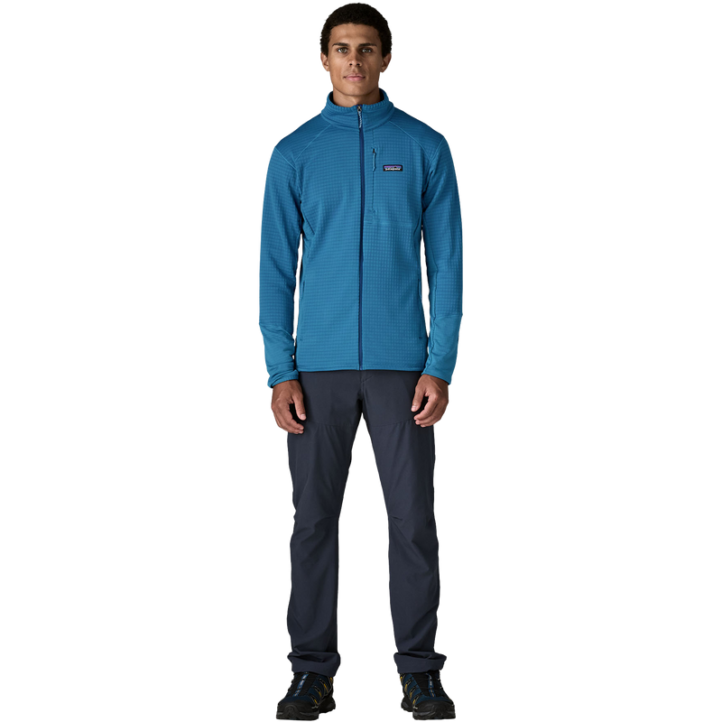 Men's R1 Jacket, Patagonia Men's R1 Jacket in AQT-Aquatic Blue front full length