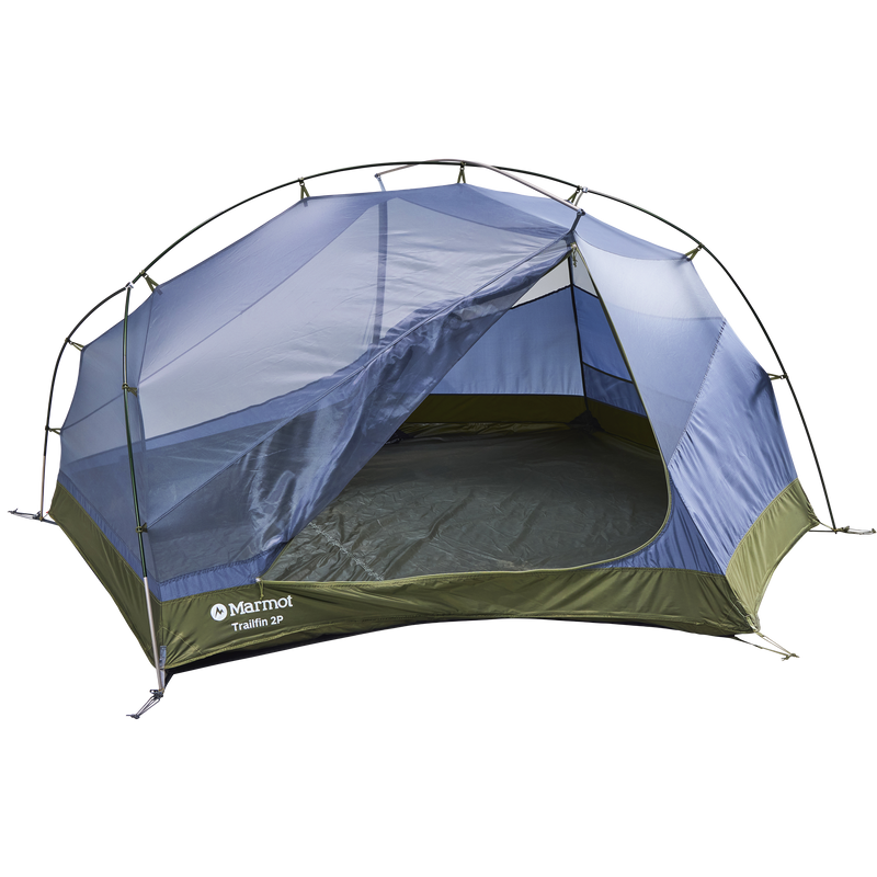 Trailfin 2P, Marmot Trailfin 2P in 42487-Olive Grove/Nori tent body door open