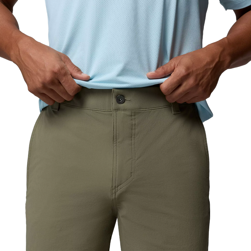 Men's Roc Tech Short 9", Columbia Men's Roc Tech Short 9" in Stone Green front hem detail