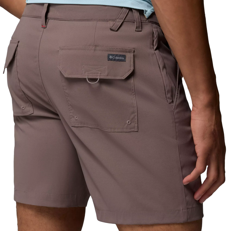 Men's Tech Trail Utility Short 9", Columbia Men's Tech Trail Utility Short 9" in Iron back view with hem and pocket detail 
