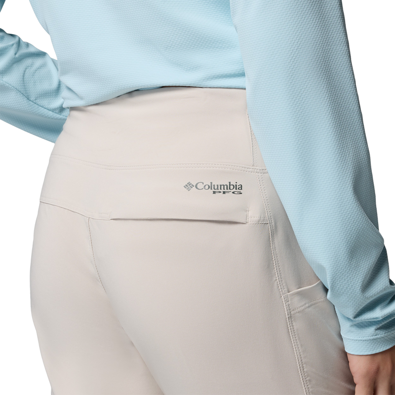 Women's PFG Castback Pant, Columbia Women's PFG Castback Pant in Dark Stone rear pocket detail and seams