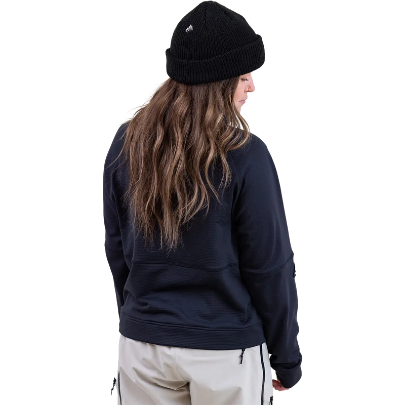 Women's Flagship Recycled Grid Fleece, Jones Snowboards Women's Flagship Recycled Grid Fleece in Stealth Black back