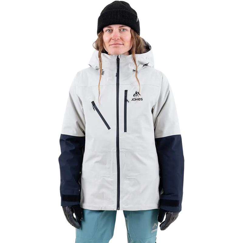 Women's Shralpinist Stretch Recycled 3L Jacket, Jones Snowboards Women's Shralpinist Stretch Recycled 3L Jacket in Smoke Gray Stealth Black front