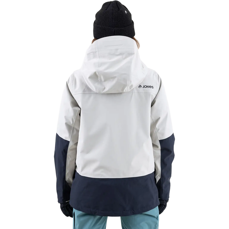 Women's Shralpinist Stretch Recycled 3L Jacket, Jones Snowboards Women's Shralpinist Stretch Recycled 3L Jacket in Smoke Gray Stealth Black back