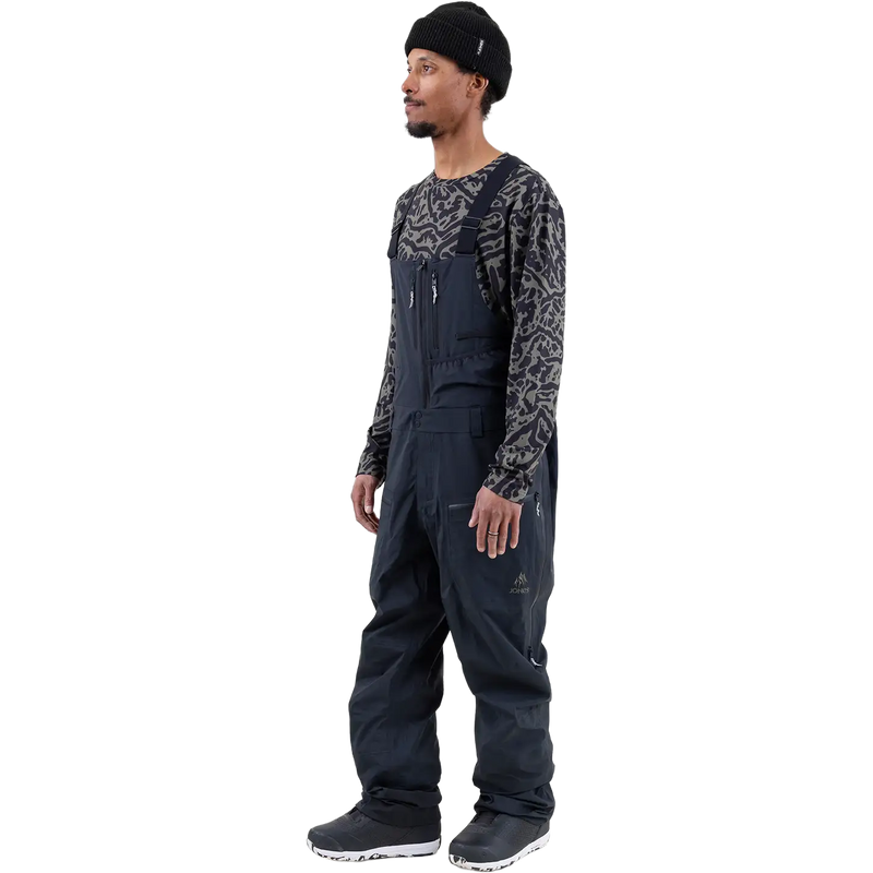 Men's Shralpinist Gore-Tex Recycled 3L Bib, Jones Snowboards Men's Shralpinist Gore-Tex Recycled 3L Bib Stealth Black left