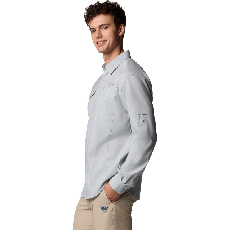 Men's Fly Range Zero Long Sleeve Shirt, Columbia Men's Fly Range Zero Long Sleeve Shirt in 019-Cool Grey left