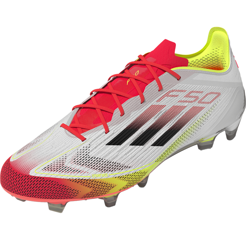 F50 Elite Firm Ground, Adidas F50 Elite Firm Ground in White/Core Black/Solar Yellow front left