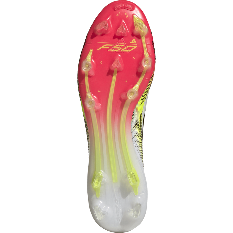 F50 Elite Firm Ground, Adidas F50 Elite Firm Ground in White/Core Black/Solar Yellow bottom