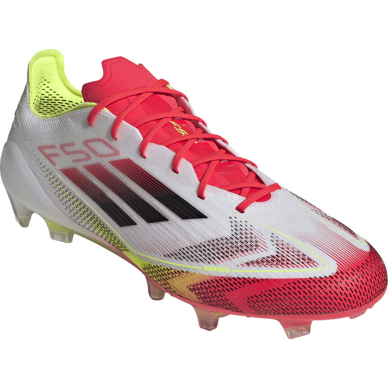 F50 Elite Firm Ground, Adidas F50 Elite Firm Ground in White/Core Black/Solar Yellow front right