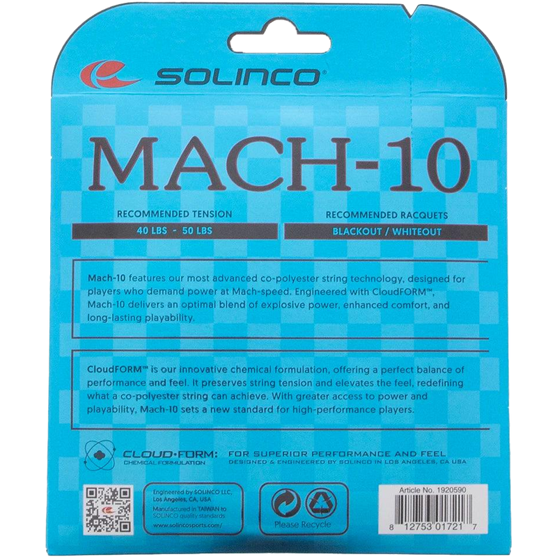 Mach-10 String, Solinco Mach-10 String Back