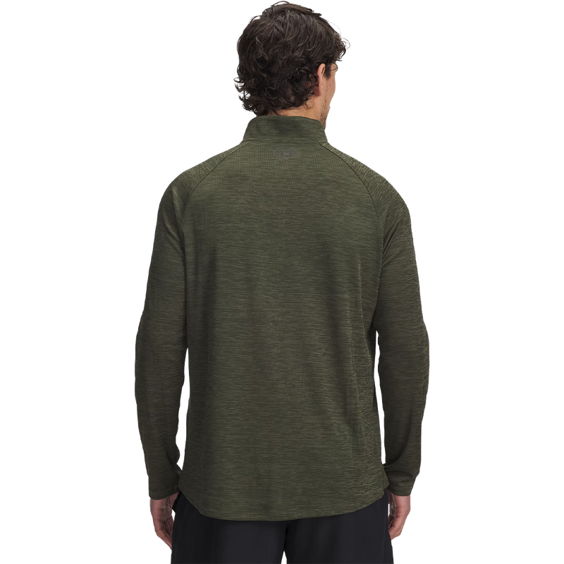Men's UA Tech Textured 1/2 Zip, UA Tech Textured 1/2 Zip in Marine OD Green back view