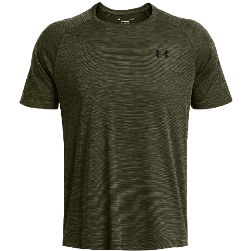 Men's UA Tech Textured Short Sleeve, Men's UA Tech Textured Short Sleeve in Marine OD Green front view