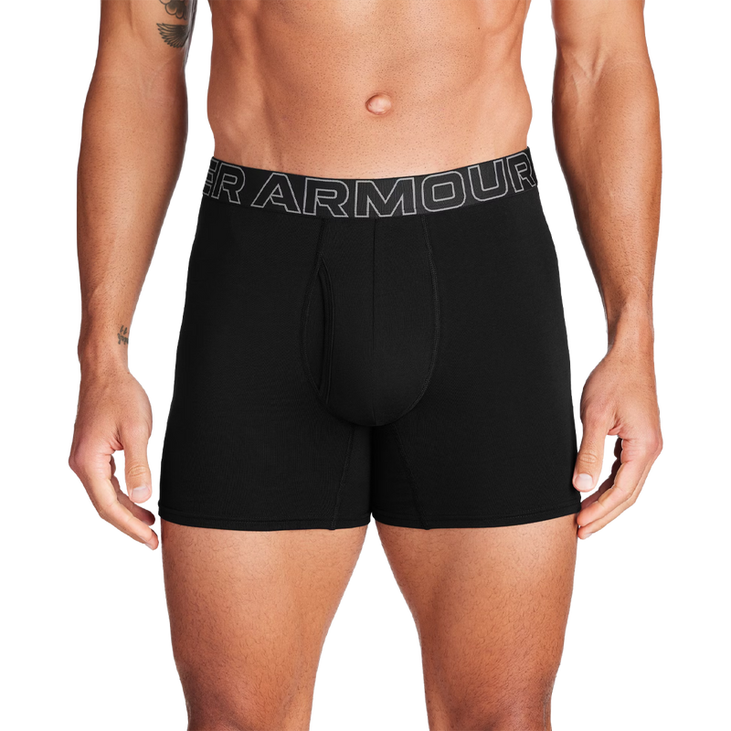 UA Performance Cotton 6" Boxer Brief 3-Pack, Under Armour Men's UA Performance Cotton  6" 3-Pack front on model