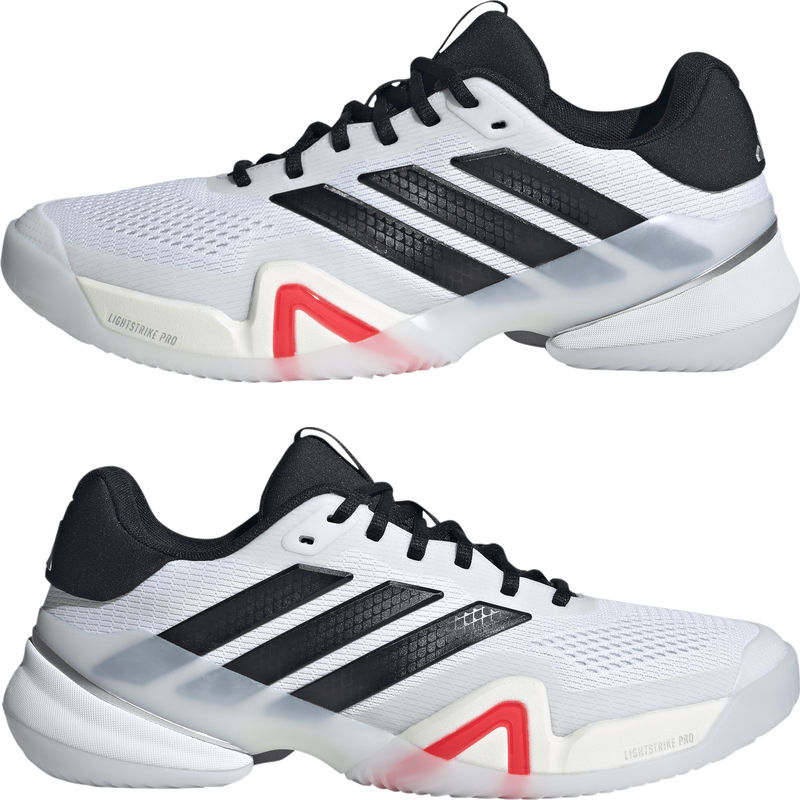 Barricade 14, Adidas Barricade 14 in White/Core Black/Red pair outside proifles