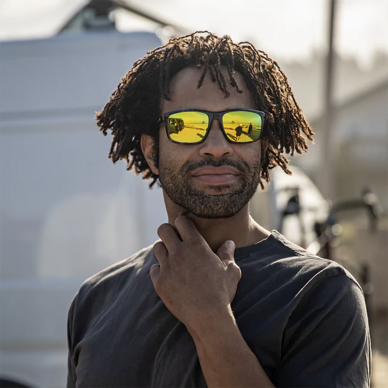 Rambler, Suncloud Rambler in Matte Tortoise/Polarized Green Mirror on model