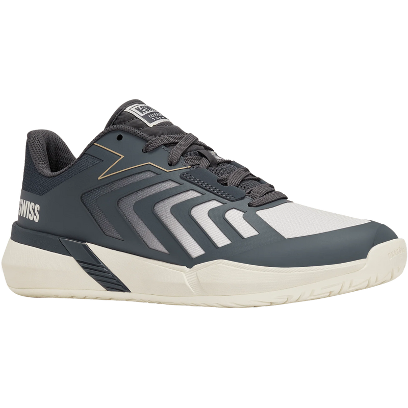 Men's Ultrashot Team 2, K-Swiss Men's Ultrashot Team 2 in Turbulence Pale Khaki Egret slightly angled right facing lateral view