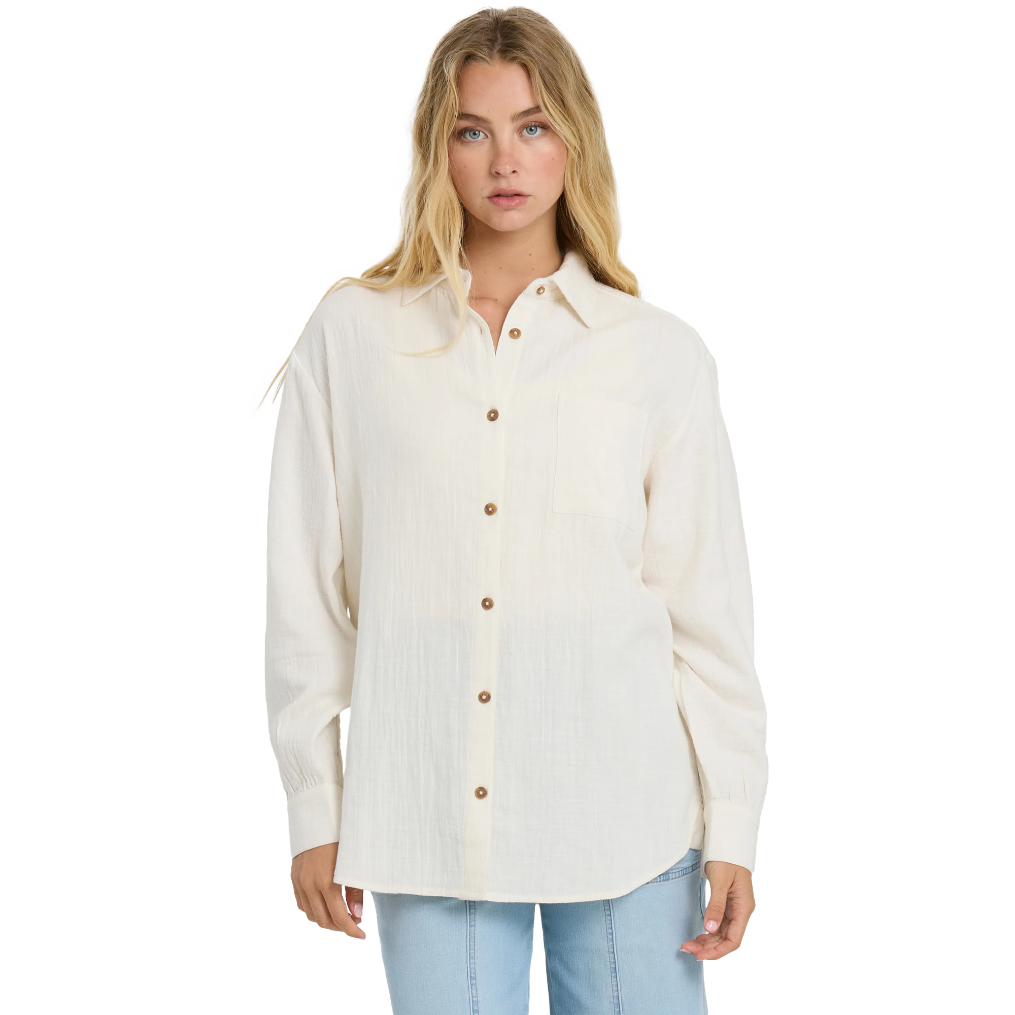 Women's Wanderer Solid Long Sleeve Woven Top alternate view