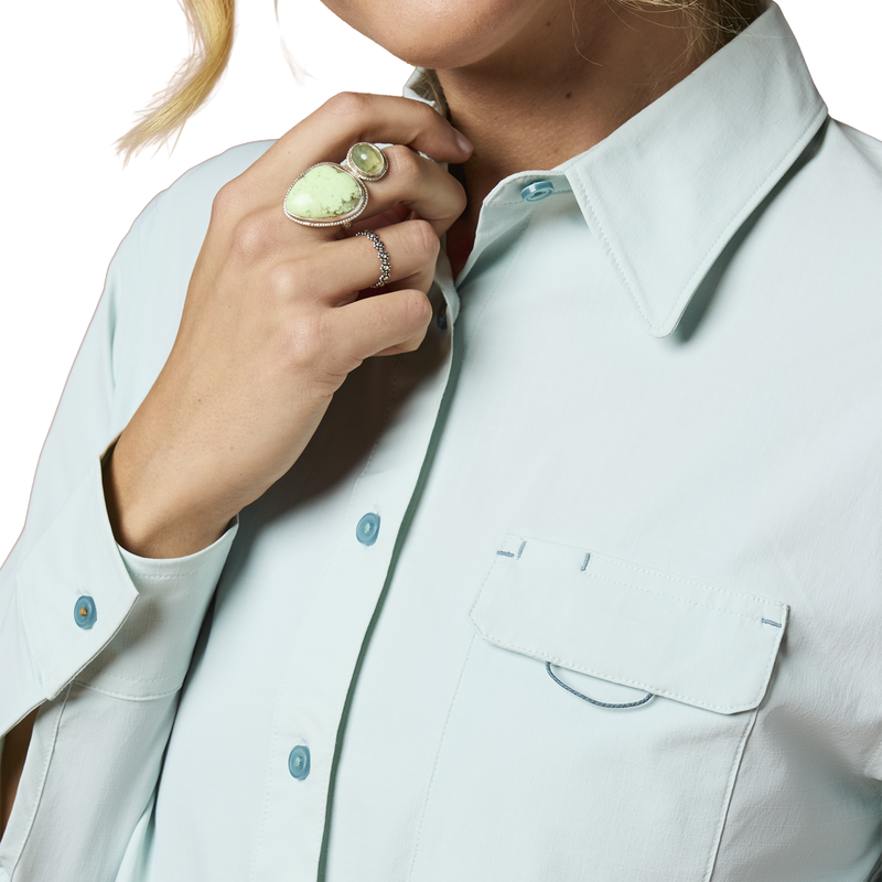 Women's Solta Long Sleeve Sun Shirt, Cotopaxi Women's Solta Long-Sleeve Sun Shirt button detail