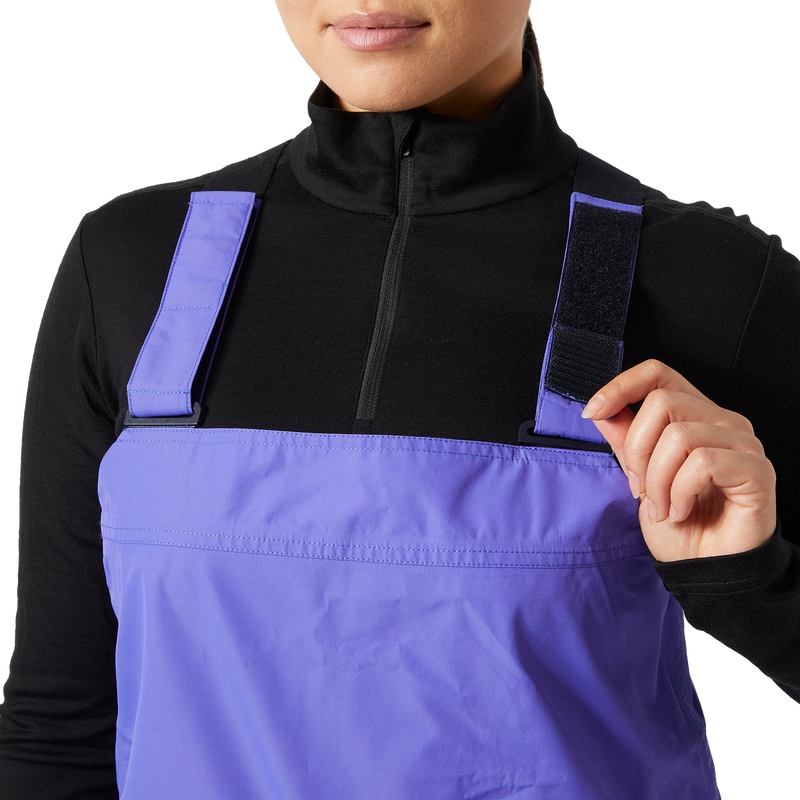 Women's Emiko Shell Bib Pant, Helly Hansen Women's Emiko Shell Bib Pant in Ultra Violet suspenders