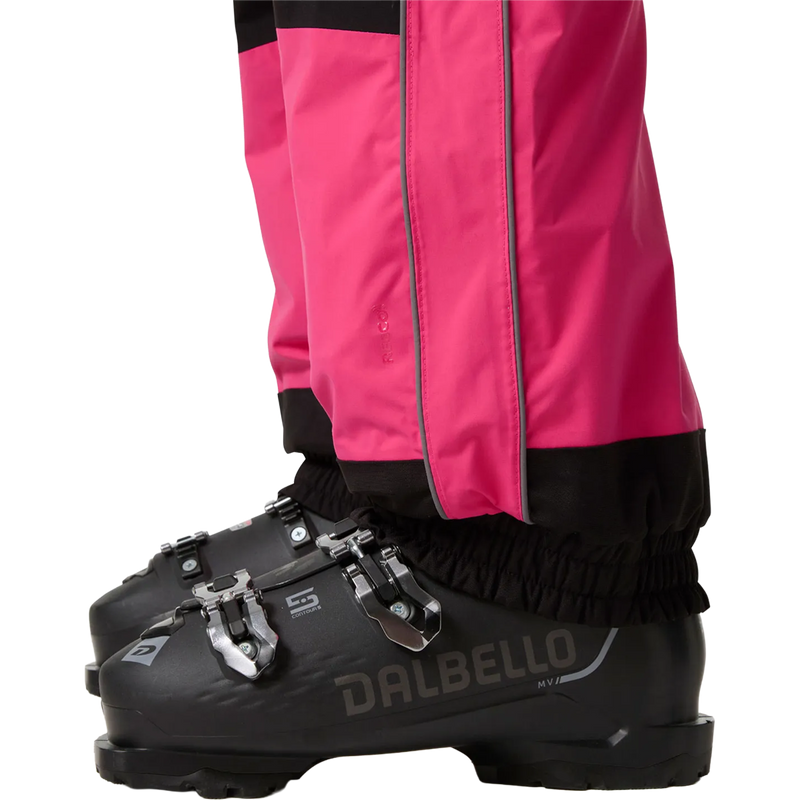 Helly Hansen Ullr D Shell Bib Pant in Hot Pink with ripper elastic hem detail