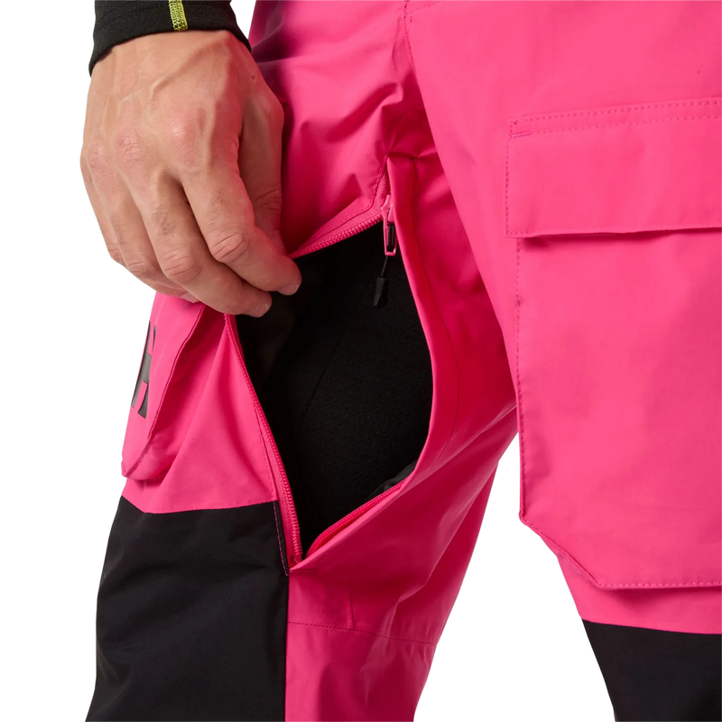 Helly Hansen Ullr D Shell Bib Pant in Hot Pink vent detail