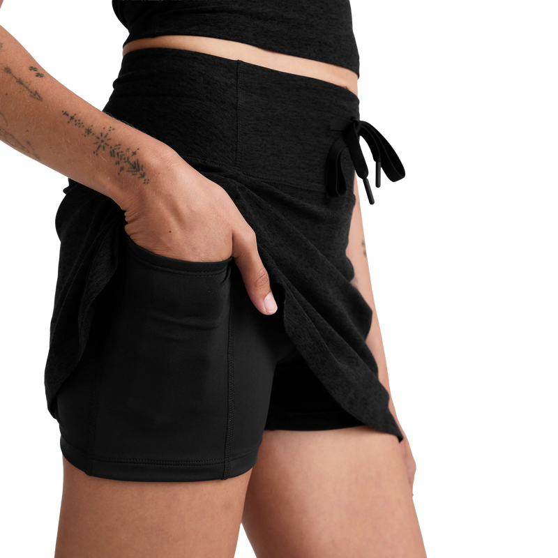 Women's In Stride Lined Skirt, Beyond Yoga Women's In Stride Lined Skirt in Darkest Night right