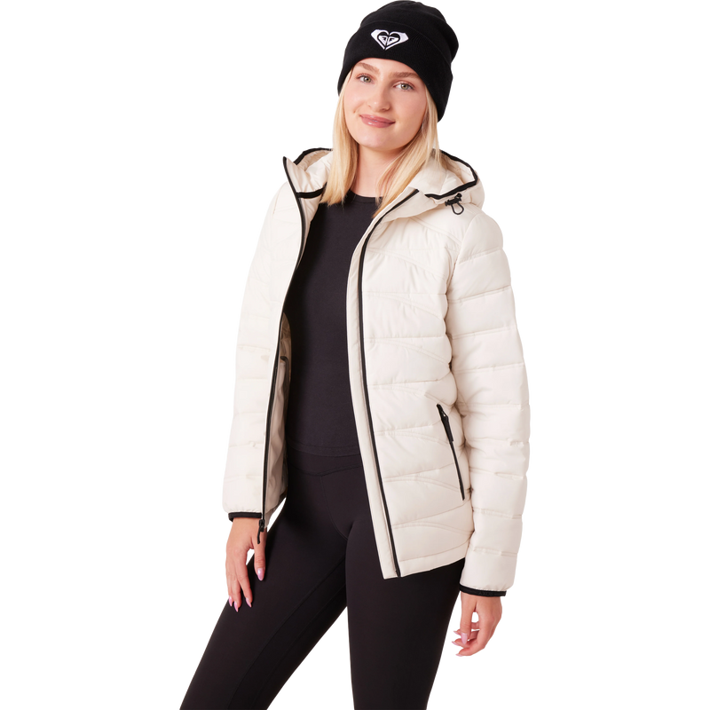 Women's Estelle Stretch Liner, Roxy Women's Estelle Stretch Liner in VAN Vanilla front unzipped