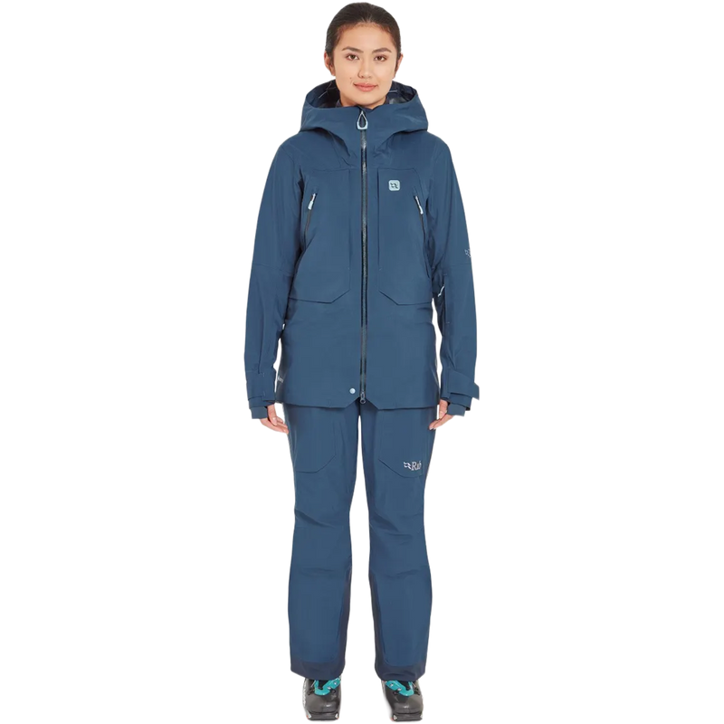 Women's Khroma Converge Gore-Tex Jacket, Rab Women's Khroma Converge Gore-Tex Jacket in Tempest Blue front full length