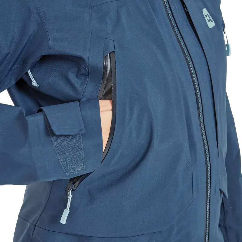 Women's Khroma Converge Gore-Tex Jacket, Rab Women's Khroma Converge Gore-Tex Jacket in Tempest Blue front right pocket