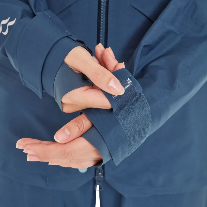 Women's Khroma Converge Gore-Tex Jacket, Rab Women's Khroma Converge Gore-Tex Jacket in Tempest Blue cuff closure