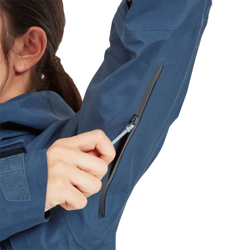 Women's Khroma Converge Gore-Tex Jacket, Rab Women's Khroma Converge Gore-Tex Jacket in Tempest Blue pit vent zipper