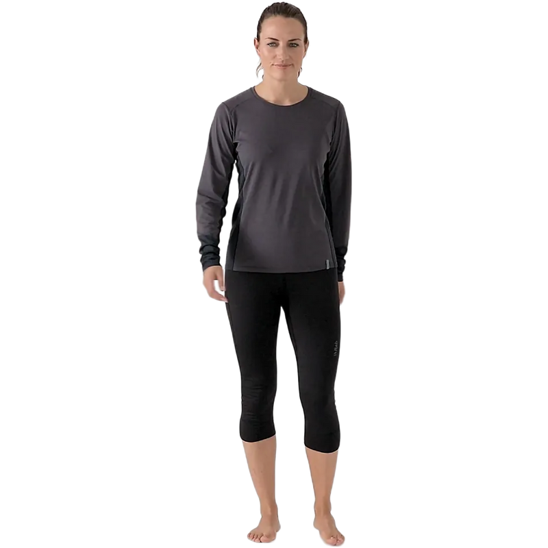 Women's Ocular 3/4 Tights, Rab Women's Ocular 3/4 Tights in BLK-Black front full length