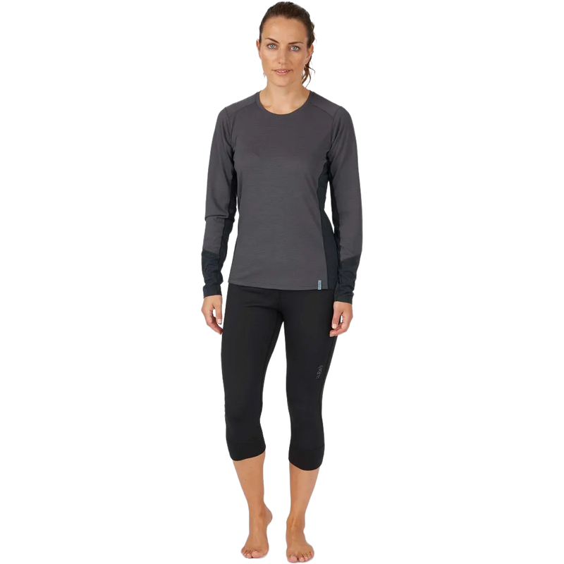 Women's Ocular 3/4 Tights, Rab Women's Ocular 3/4 Tights in BLK-Black front full length
