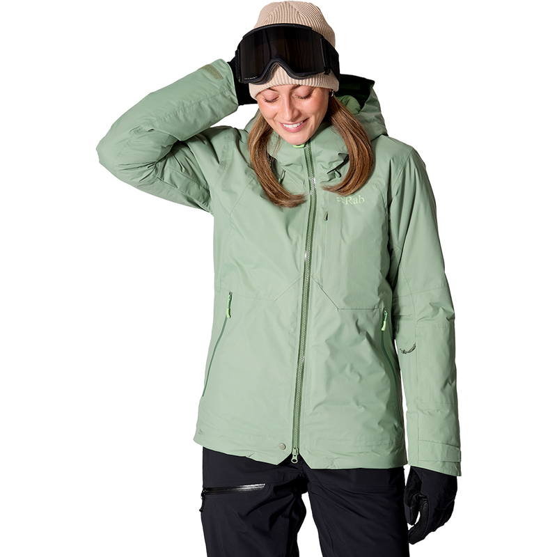 Women's Optical Waterproof Down Jacket, Rab Women's Optical Waterproof Down Jacket front on model