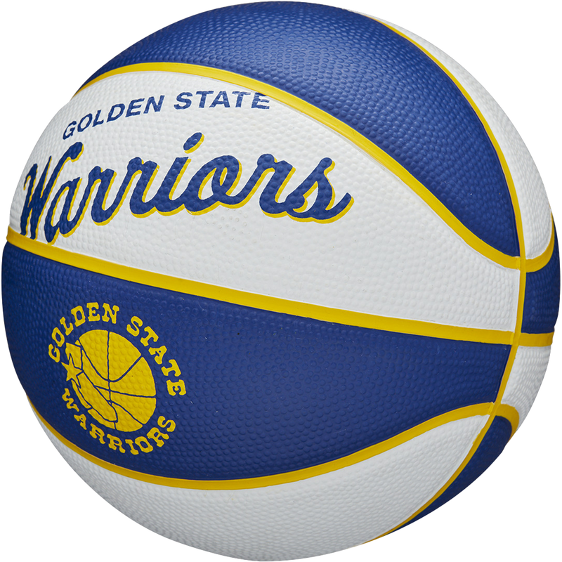 NBA Team Retro Mini Warriors, Wilson NBA Team Retro Warriors Mini Basketball 3/4 Front