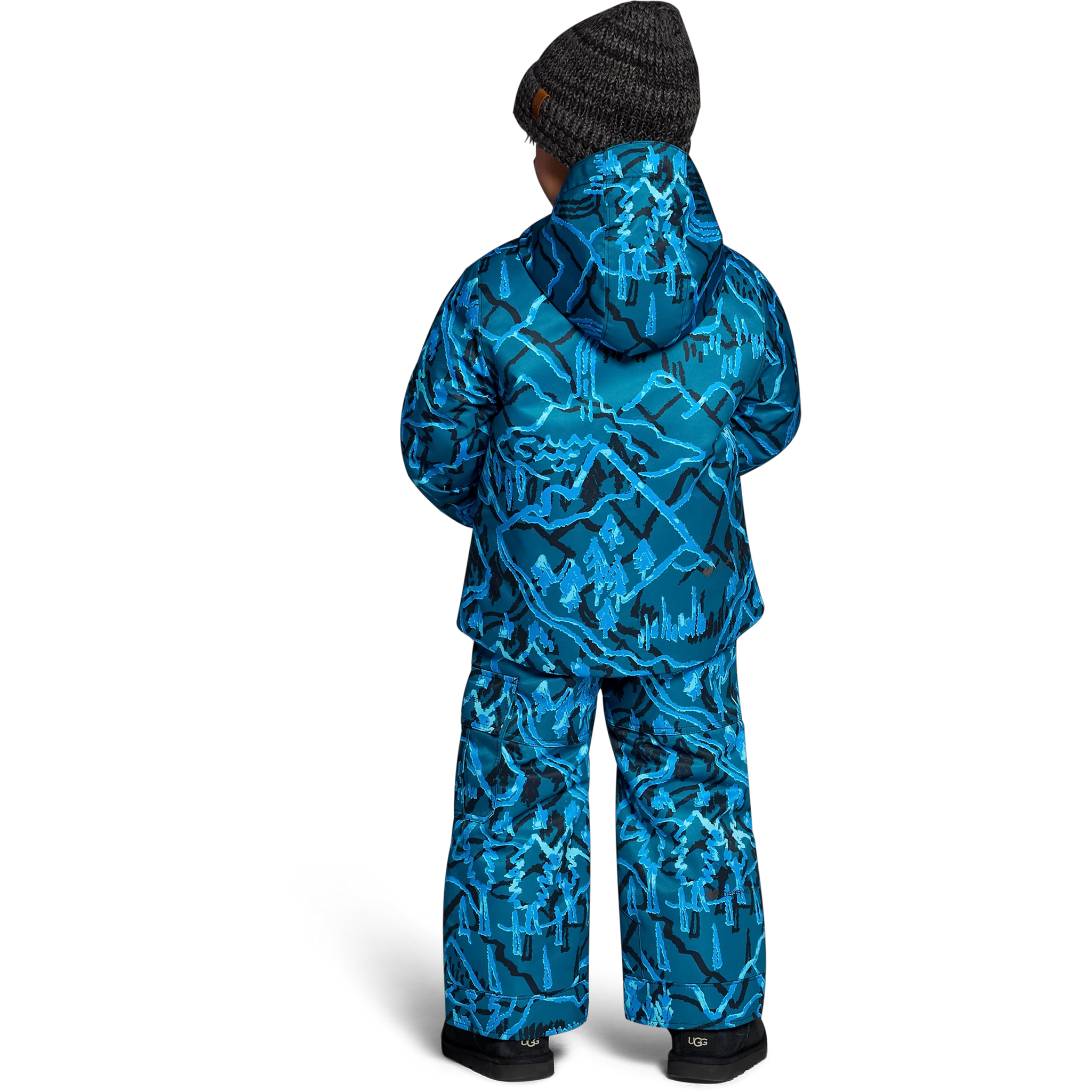 Obermeyer Youth Ashor Jacket in 26167 Magic Forest back full length with matching pants