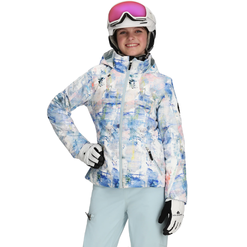 Youth Rylee Print Jacket, Obermeyer Youth Rylee Print Jacket front on model