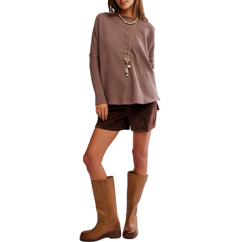 Women's Latte Blues Thermal Sold, Free People Women's Latte Blues Thermal Sold in Leafless Tree front