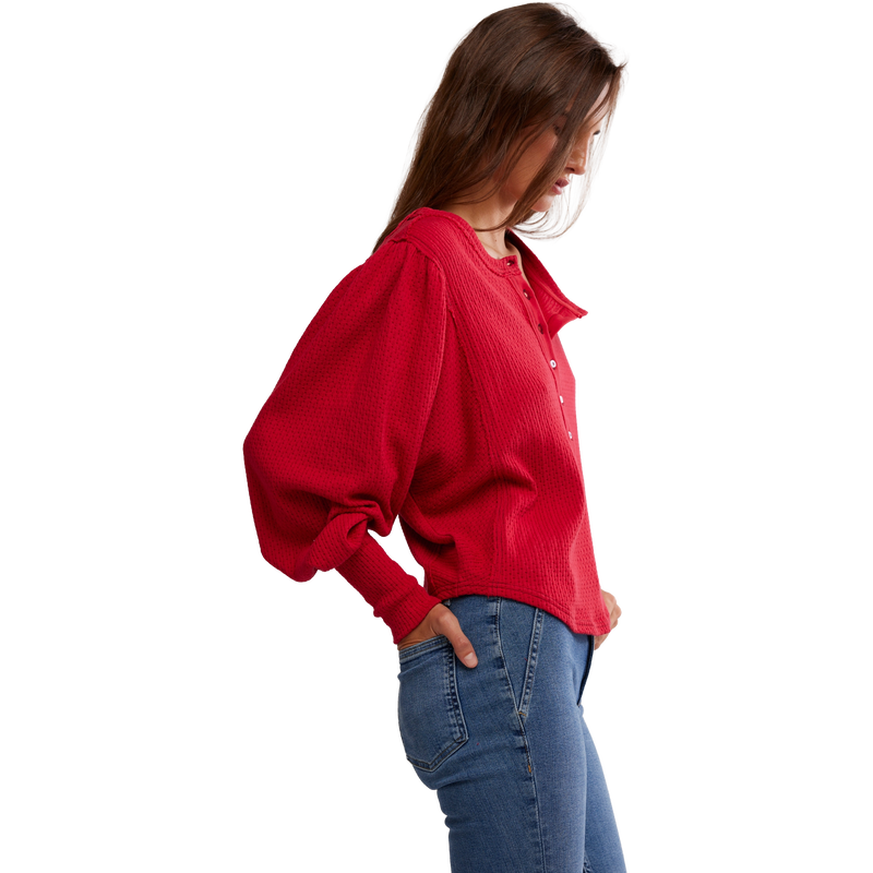 Women's Quinn Knit Top, Free People Women's Quinn Knit Top in 6600 Salsa right side