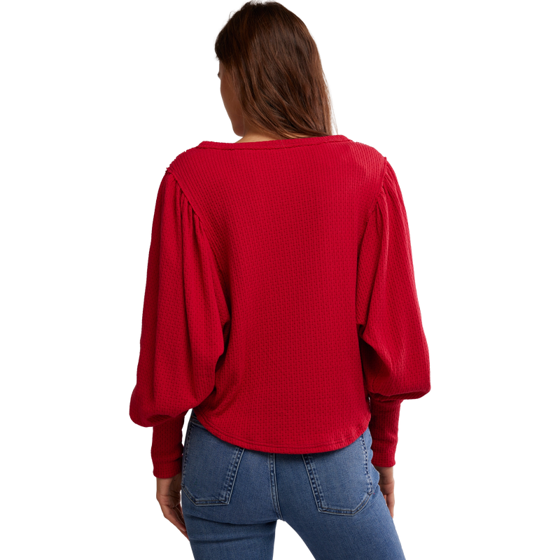 Women's Quinn Knit Top, Free People Women's Quinn Knit Top in 6600 Salsa back