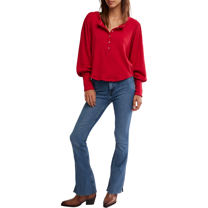 Women's Quinn Knit Top, Free People Women's Quinn Knit Top in 6600 Salsa front